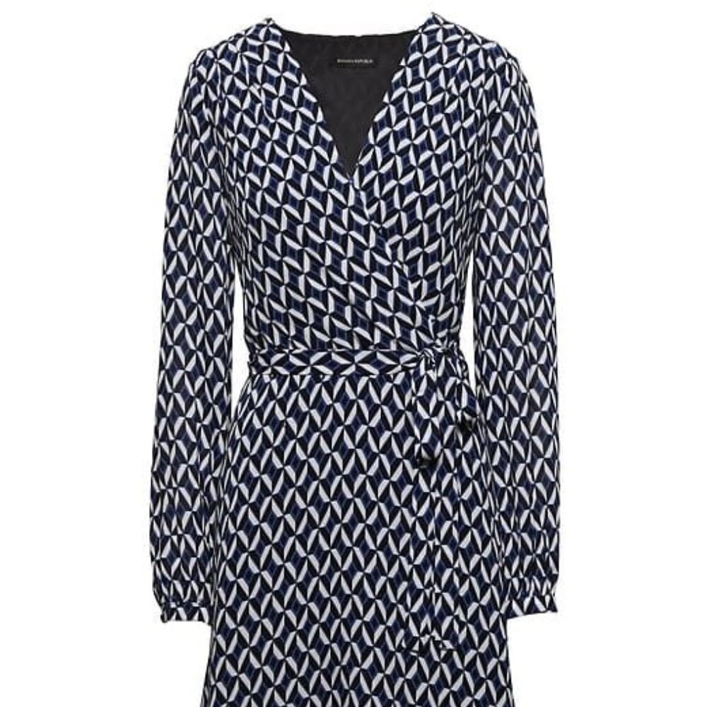 Banana Republic Geometric Wrap Dress – NWT,  Size 12 Tall